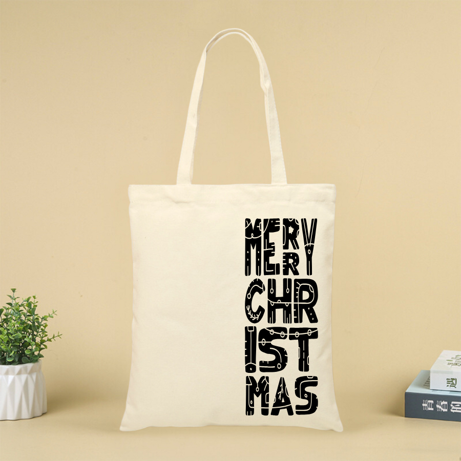 Túi vải canvas hình ông già Noel và người tuyết, có khoá kéo và ngăn phụ - 𝐖𝐞 𝐓𝐞𝐞 TOTE06_thumbnail_11
