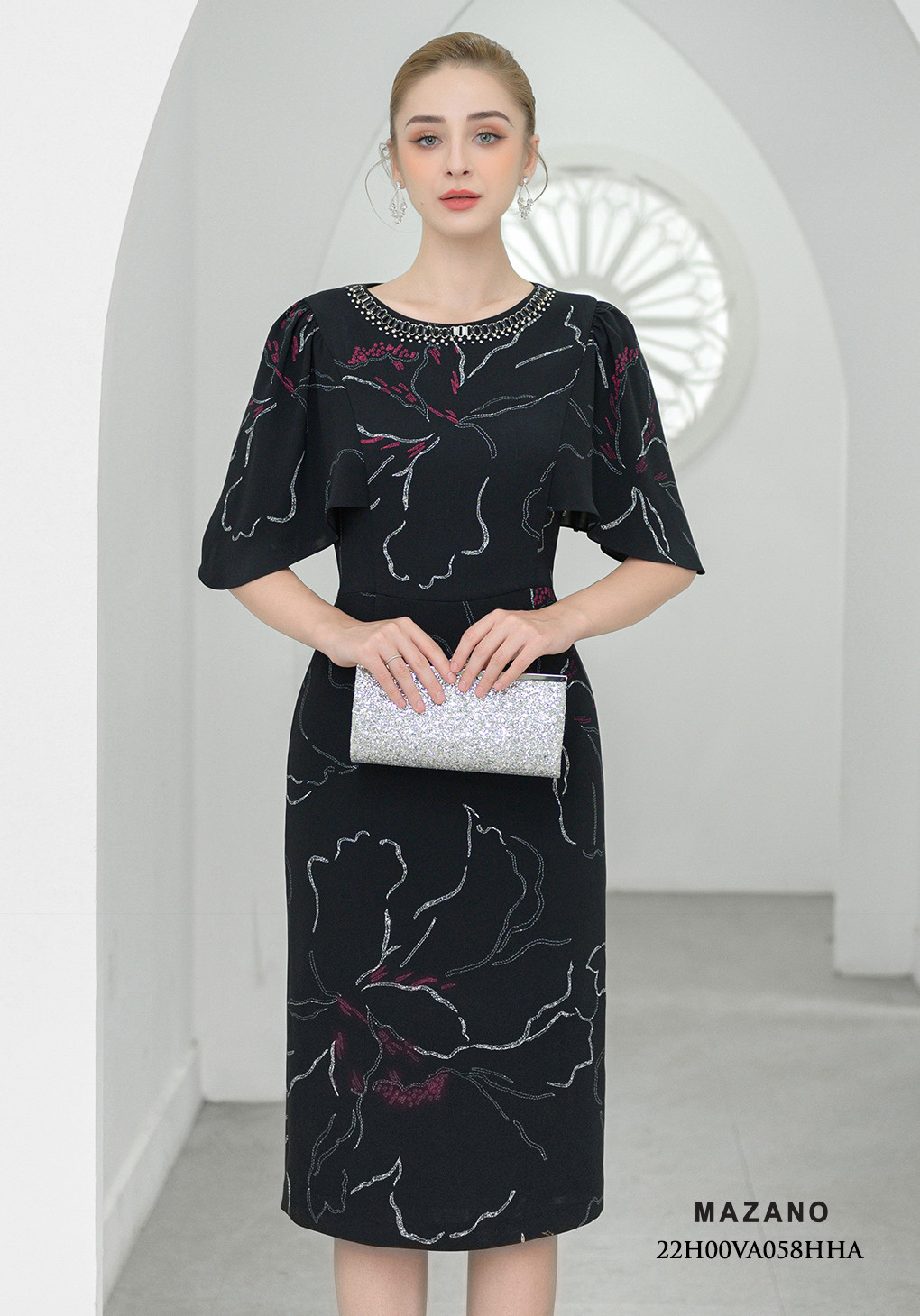 Đầm tiệc tay cánh tiên trang trí cổ_thumbnail_3