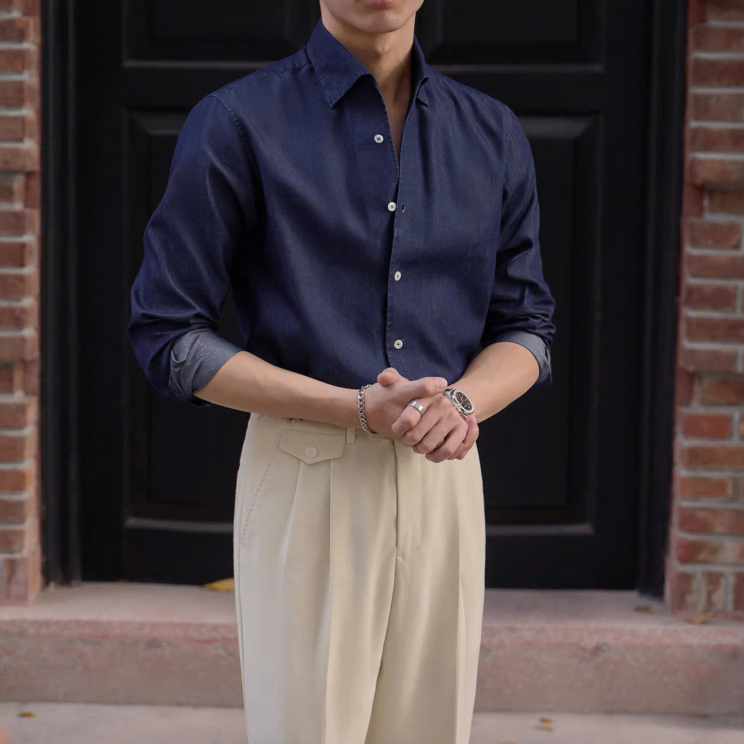 Áo Sơ Mi Modern Denim Cổ Button-Down Ẩn_thumbnail_5