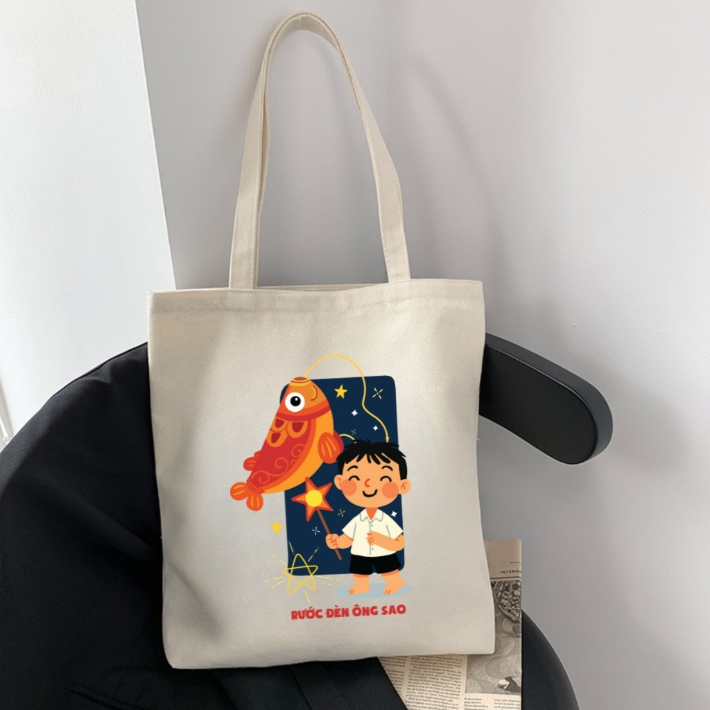Túi tote in hình Tết Trung thu - Túi vải canvas kích thước 33x37cm đựng vừa A4  và laptop - TOTE27_thumbnail_2
