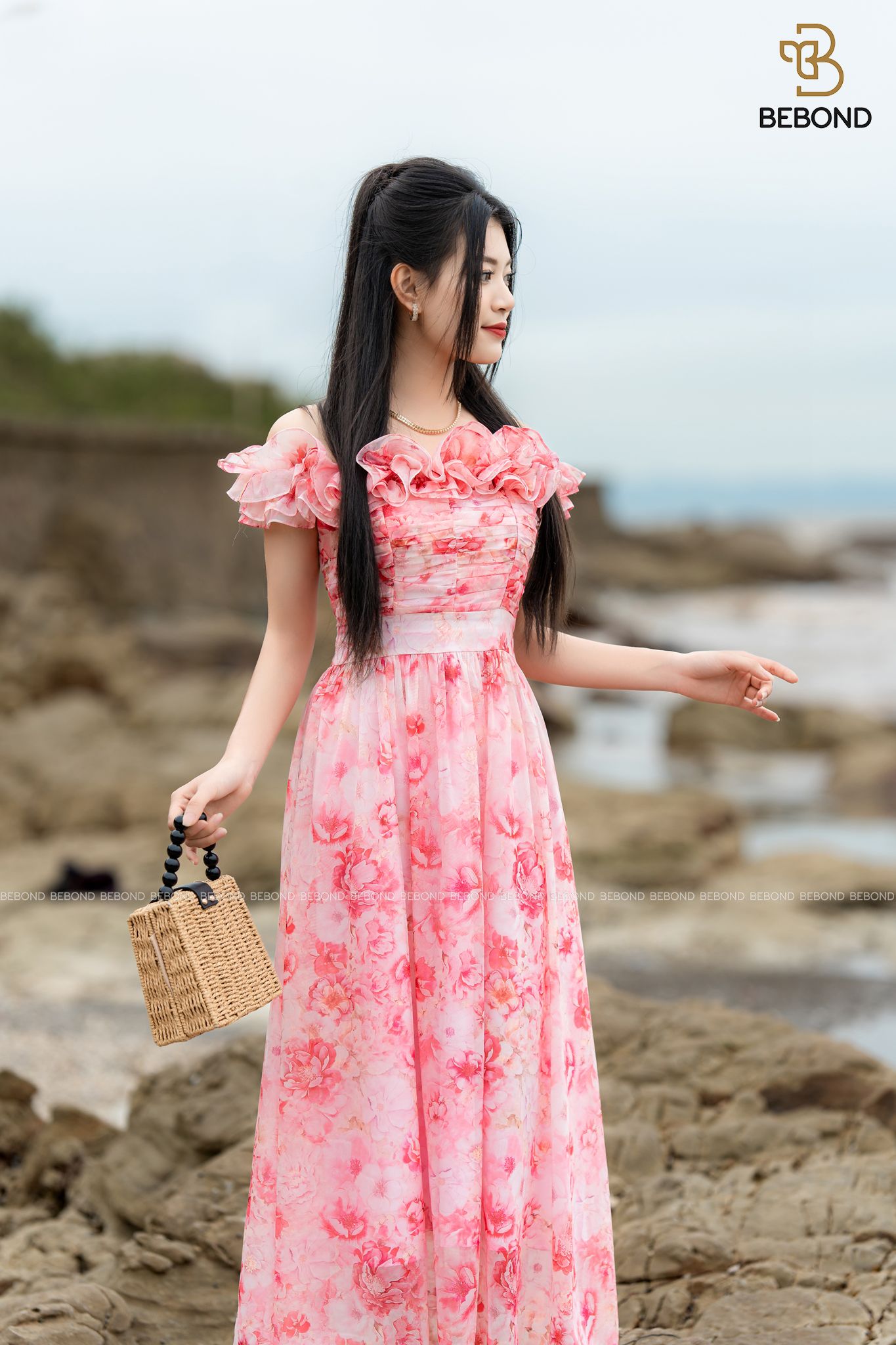 ĐẦM MAXIM HỌA TIẾT HOA PHĂNG HỒNG- BALINA DRESS_thumbnail_1