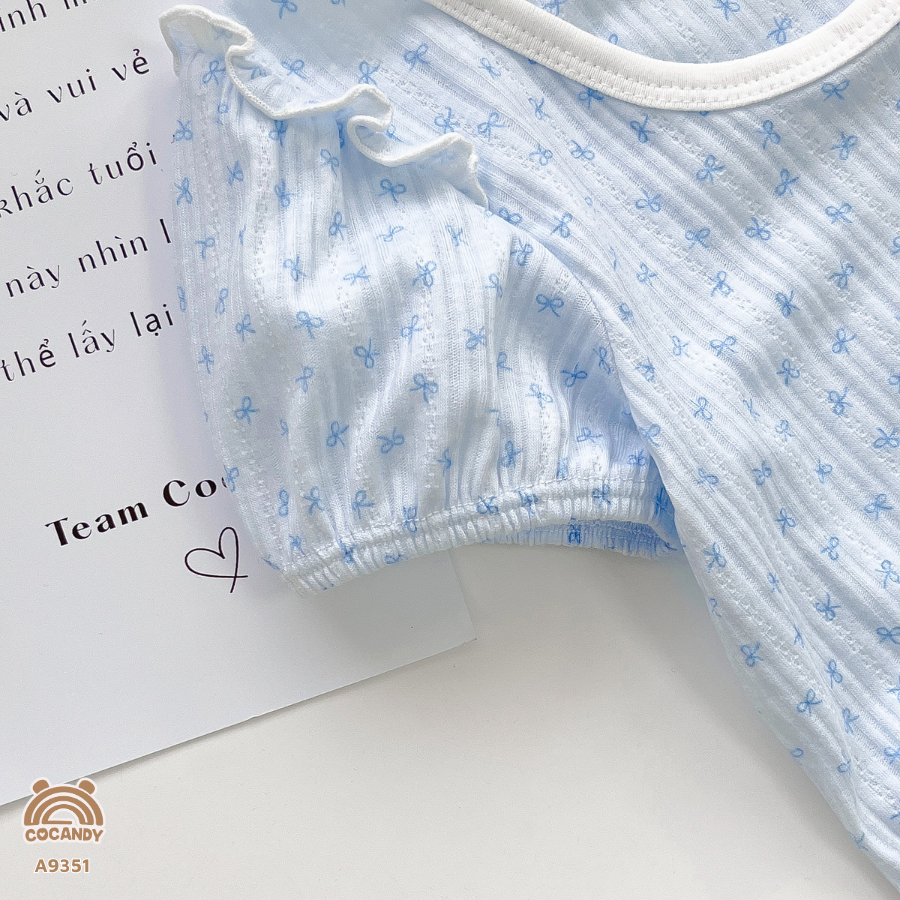 Áo cộc XANH DƯƠNG nơ xanh cổ nẹp viền tròn_thumbnail_4