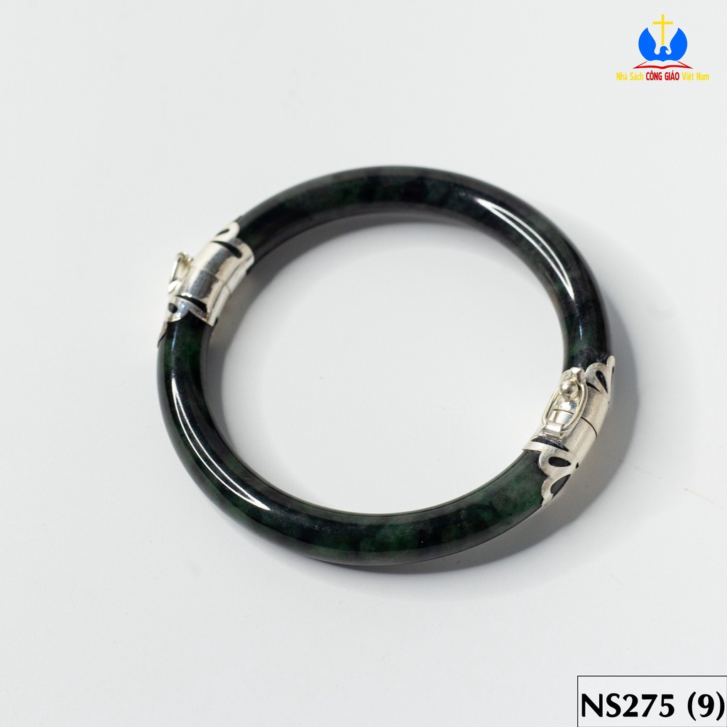 Vòng tay đá Ngọc Bích bọc bạc ta TS0274 - Món quà ý nghĩa cho mẹ và bà_thumbnail_7