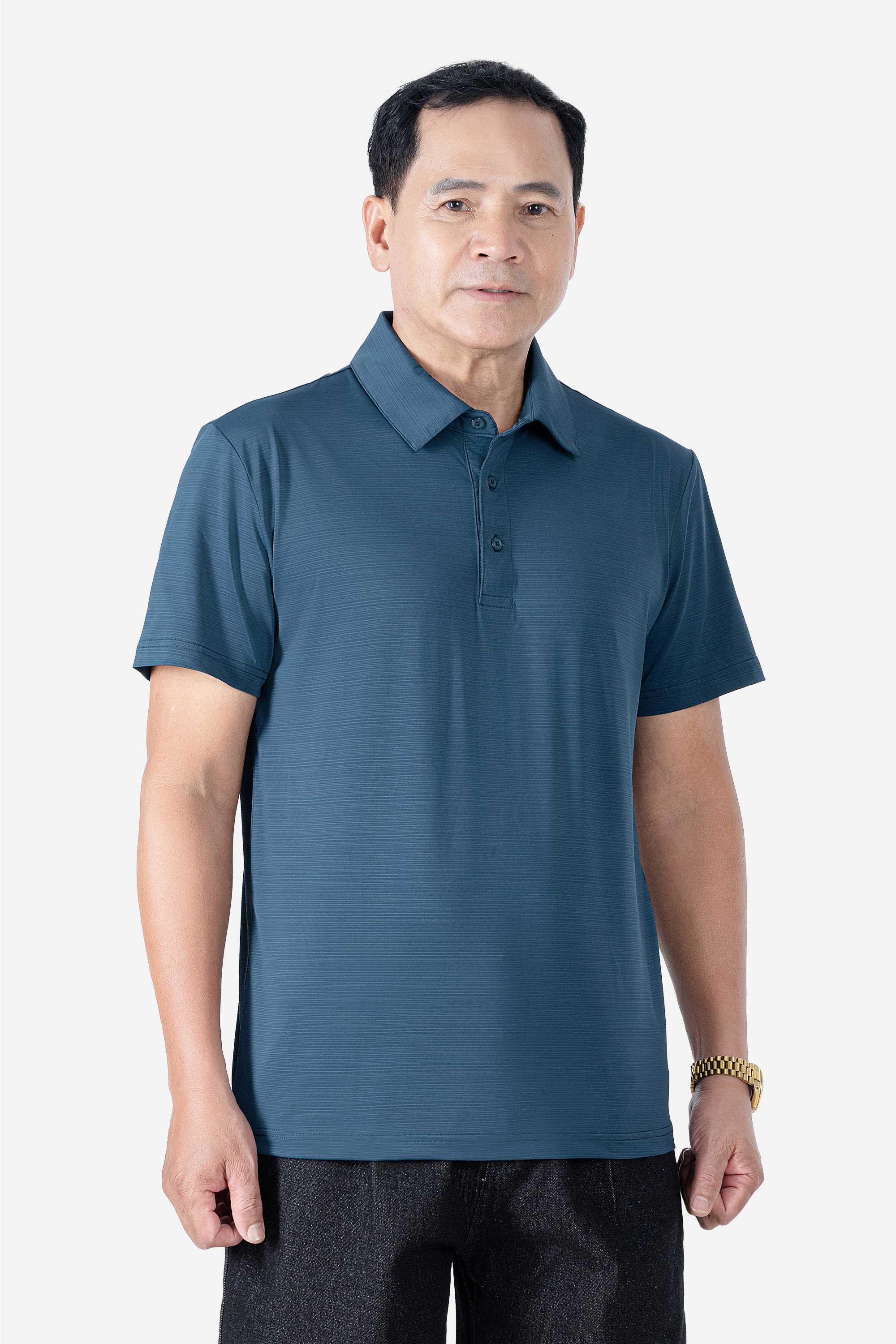 Áo Polo Melange Thể Thao Nam Trung Niên ANCHI Chất Liệu Cotton Phom Suông Vạt Ngang_thumbnail_2