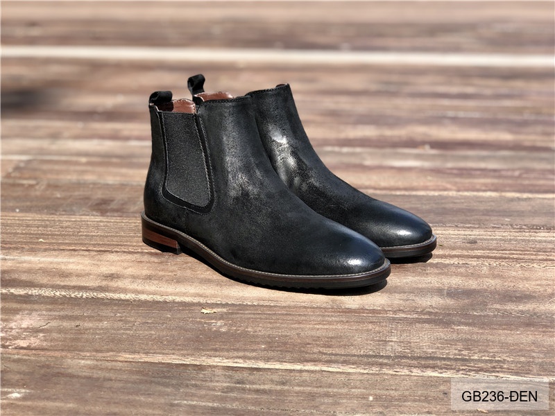 GB236 - Giày Chelsea Nam Da Heo Phong Cách Anh Quốc, Đế Cao Su Thoáng Khí, Màu Đen Kaki_thumbnail_10