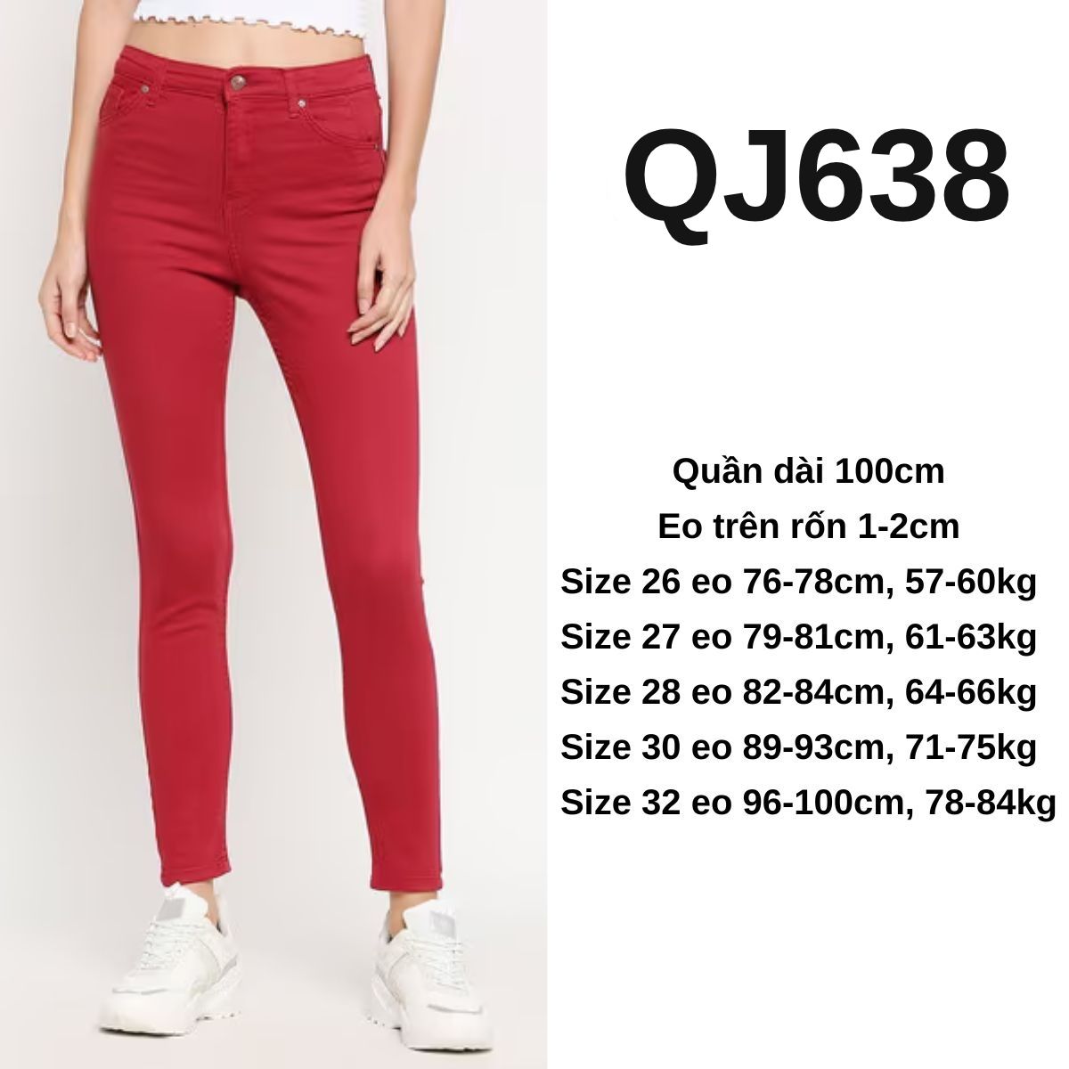 QJ638 Quần jeans ôm đỏ