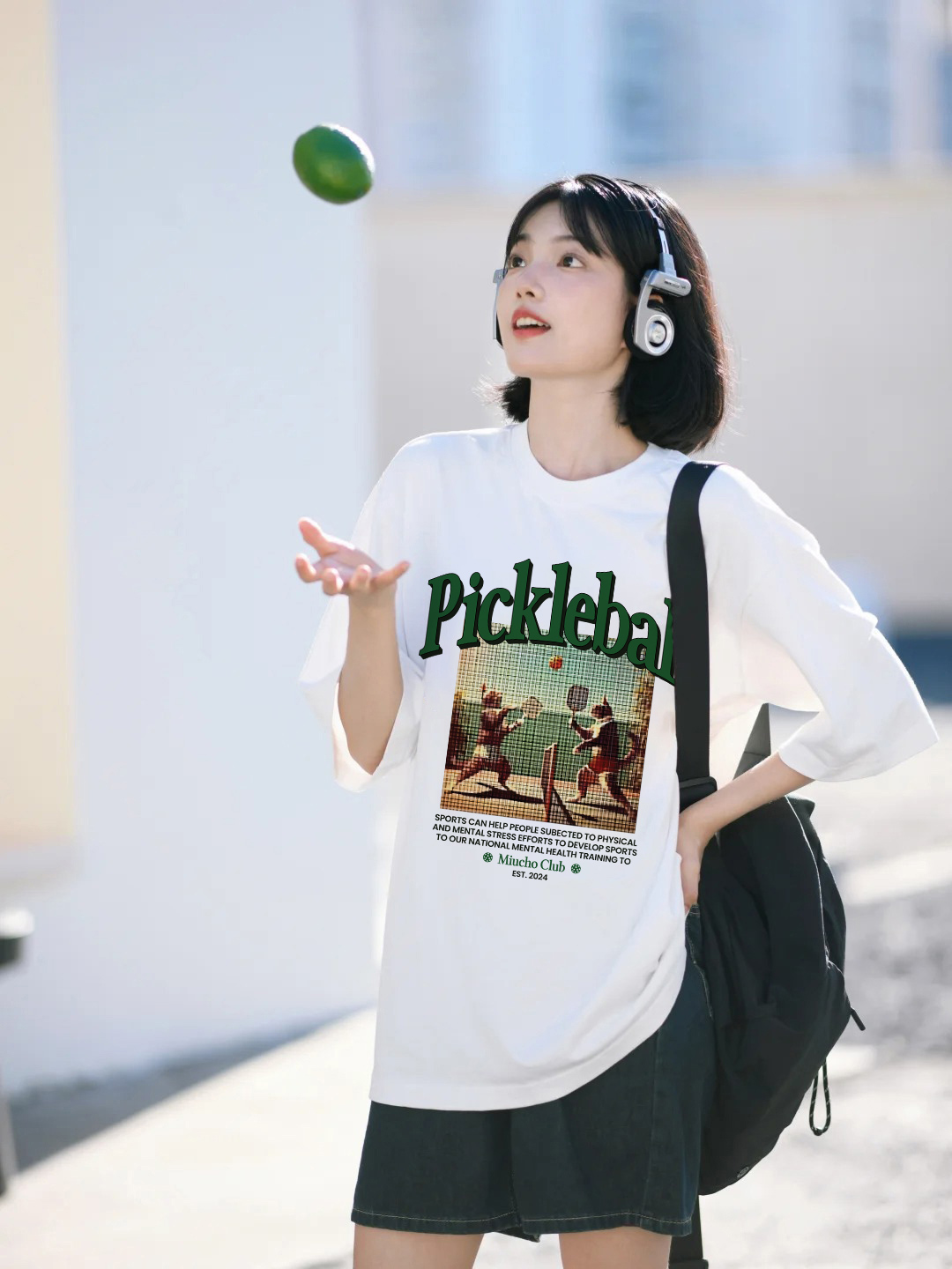 Áo thun nữ form rộng PICKLEBALL ATD1598 Miucho vải cotton 4 chiều thoáng mát cổ tròn in mix_thumbnail_4