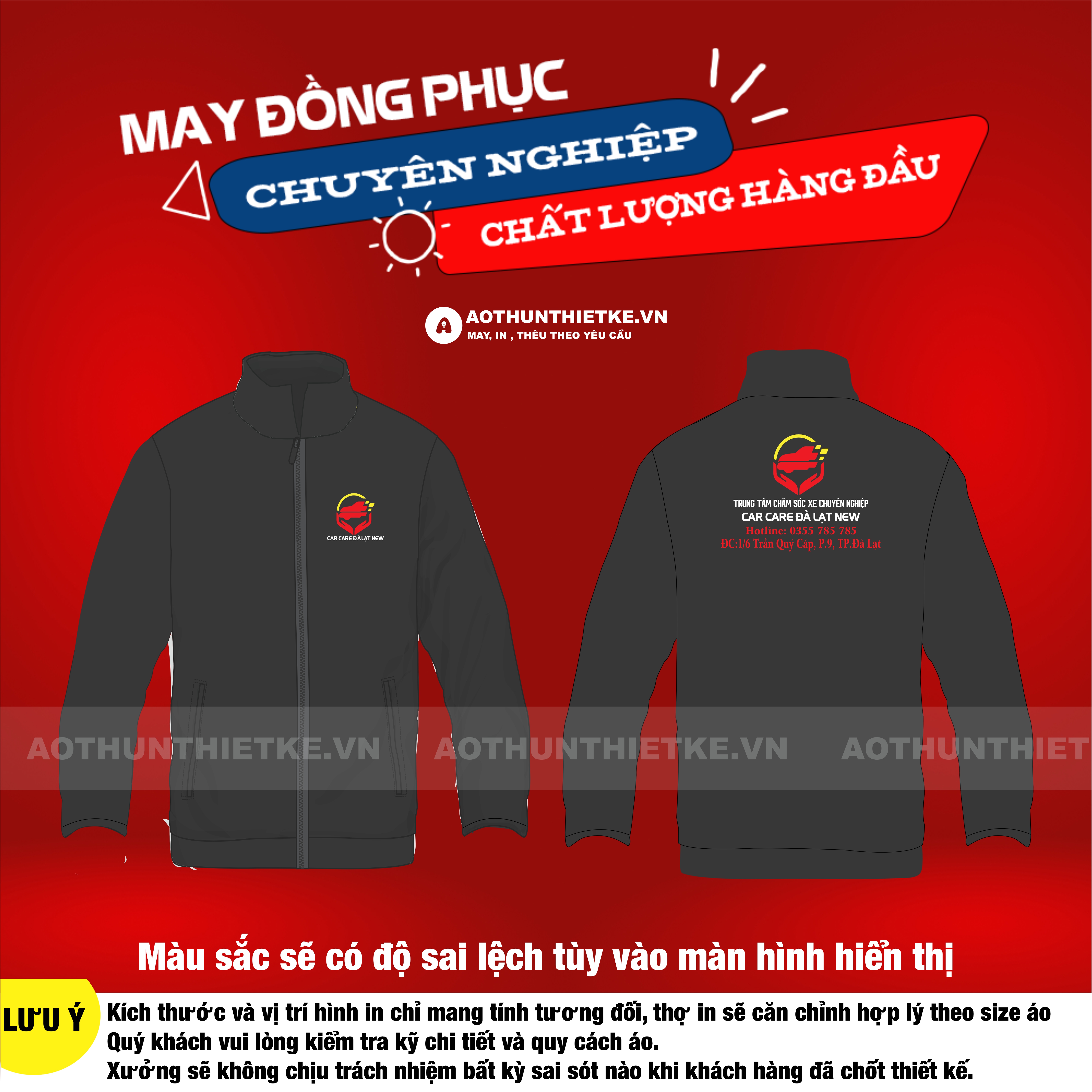 Áo Khoác Trung Tâm Chăm Sóc Xe Car Care Đà Lạt New