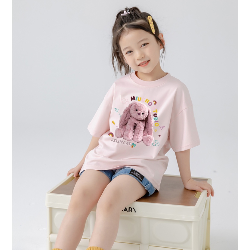 Áo thun cho bé gái style hàn quốc form rông AED1174 Miucho Kid tay ngắn cổ tròn in graphic_thumbnail_4