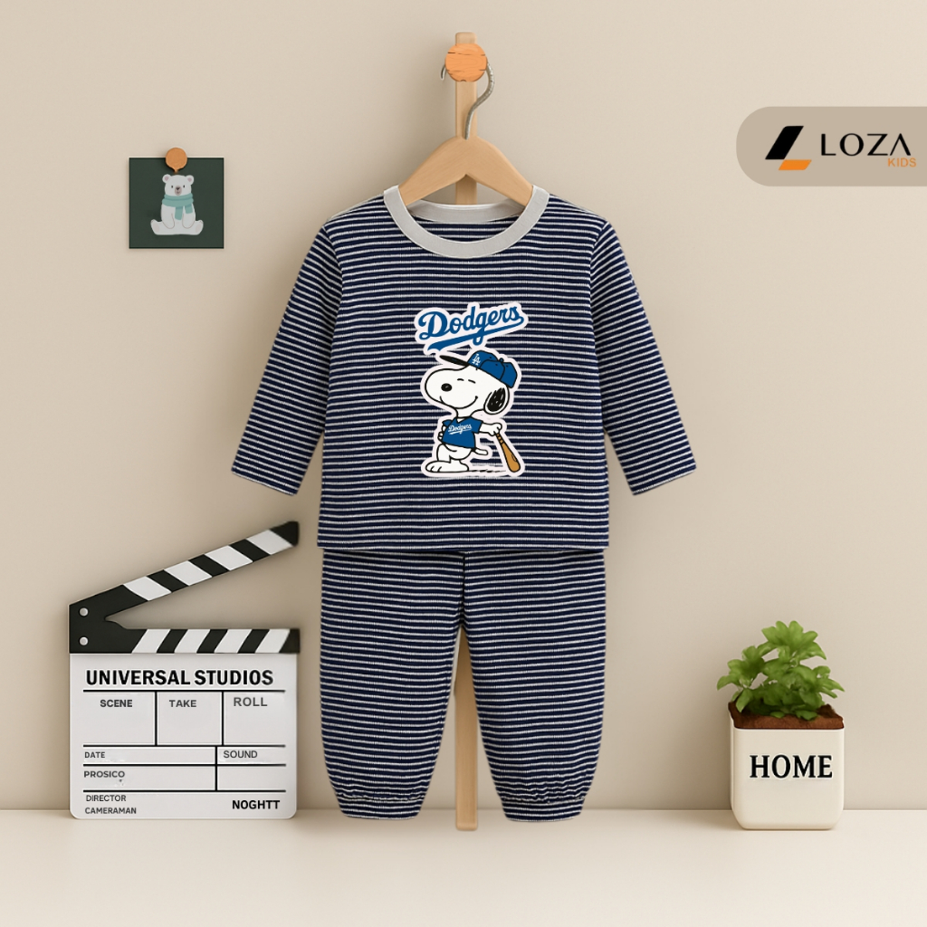 Bộ Thu - Đông kẻ bé trai in hình Snoopy - Loza TK549_thumbnail_3