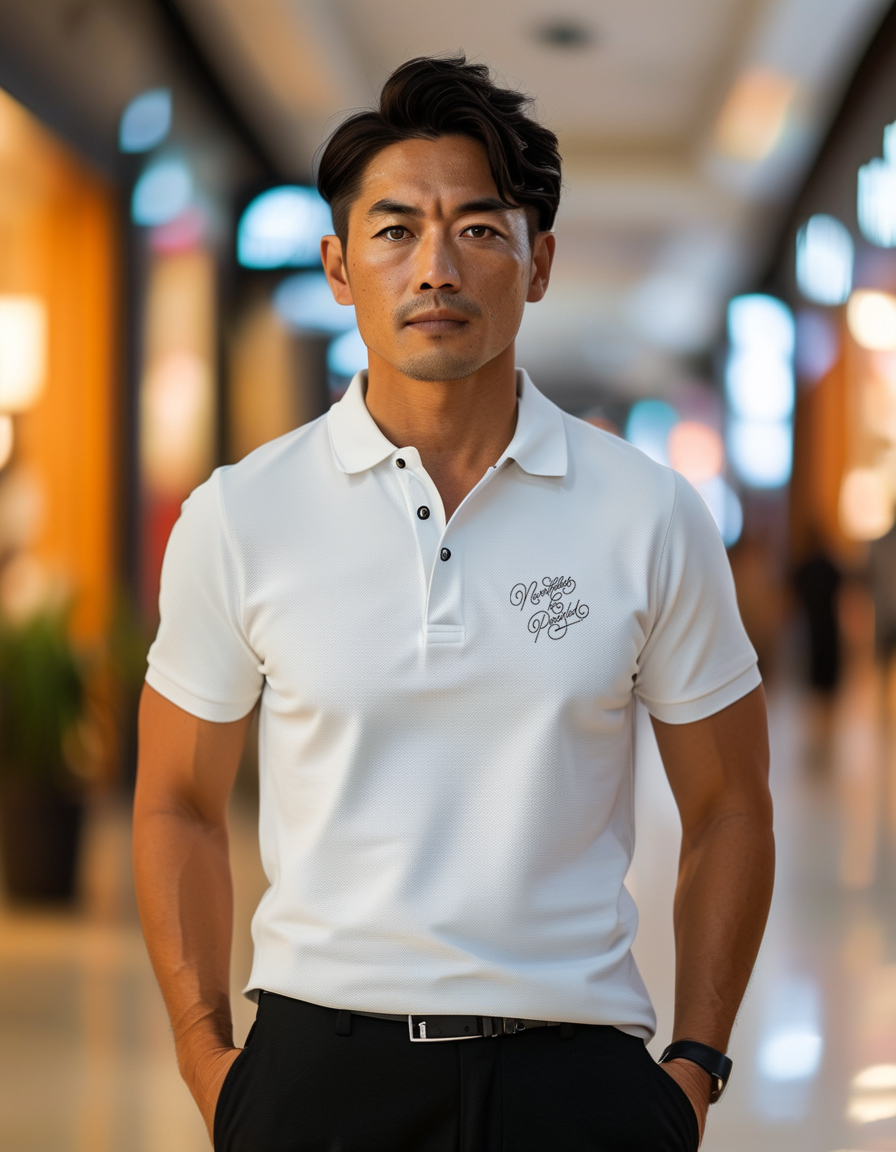 Áo polo nam form vừa regular vải cá sấu đứng form thoáng mát 1842 Miucho Iconic in typography_thumbnail_4