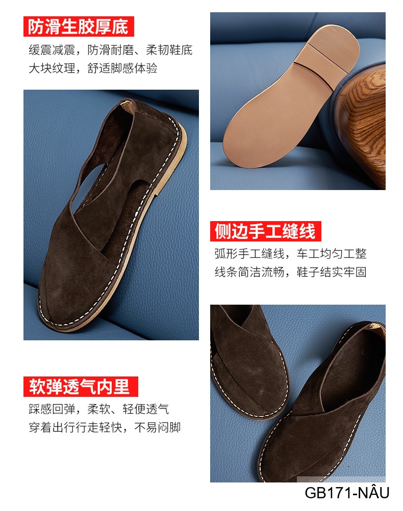 GB171 - Giày Lười Nam Da Lộn Bò Thiết Kế Bít Mũi, Thoáng Khí Chống Trượt, Phong Cách Thường Ngày_thumbnail_8