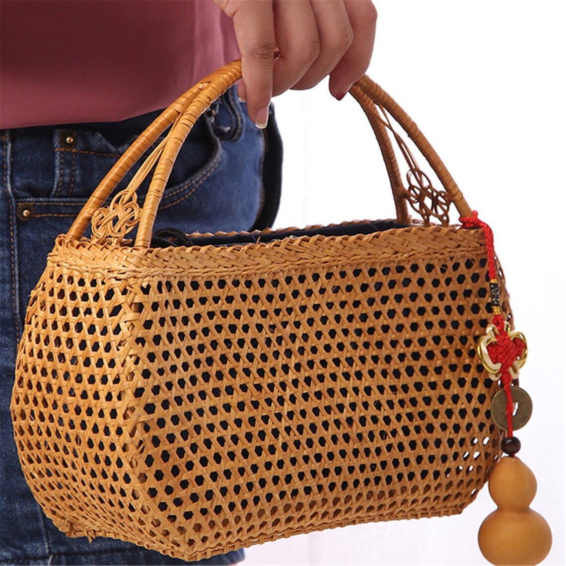 Artisan hexagon weave bag