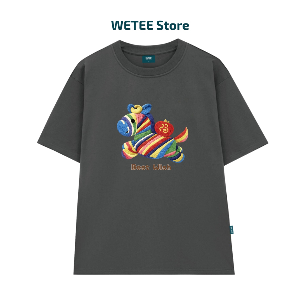 Áo thun Tết 2026 hình chú ngựa Best Wish dáng oversized rộng nam nữ local brand WE TEE - WU1121_thumbnail_4