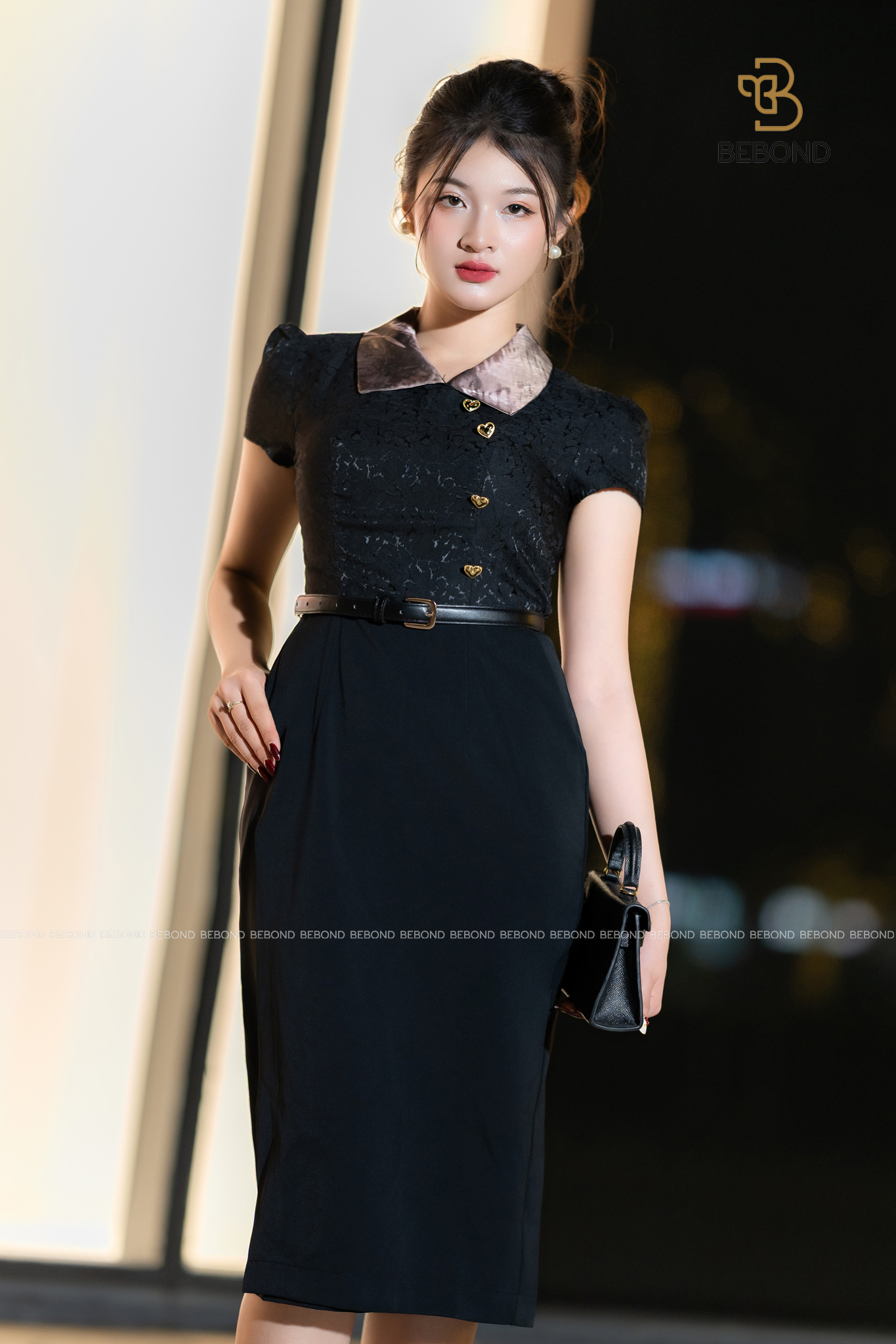 Đầm cổ sơ mi KAYLIN màu ĐEN