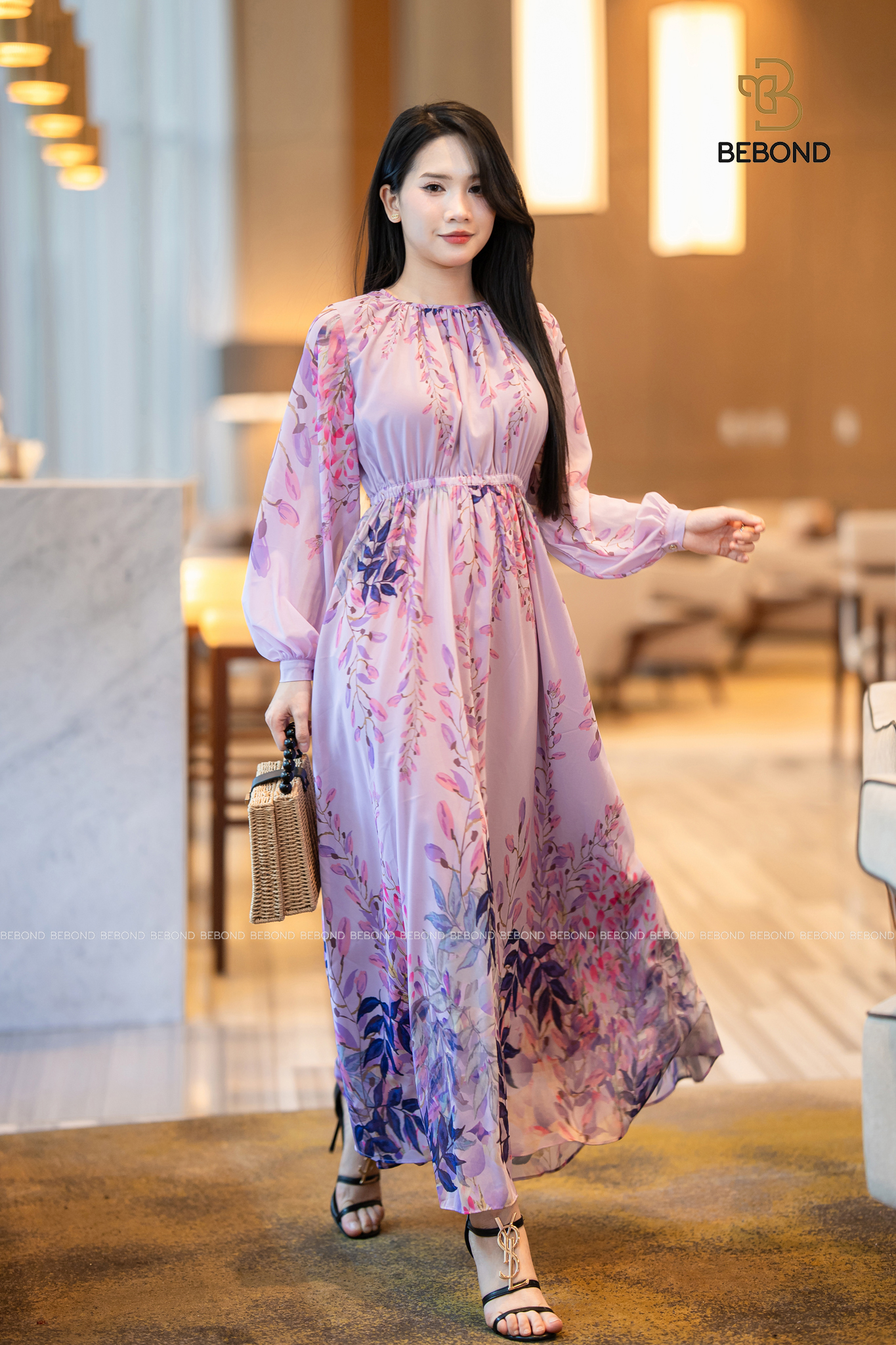 Đầm LOVIE họa tiết phối kiểu màu HOA TÍM_thumbnail_3