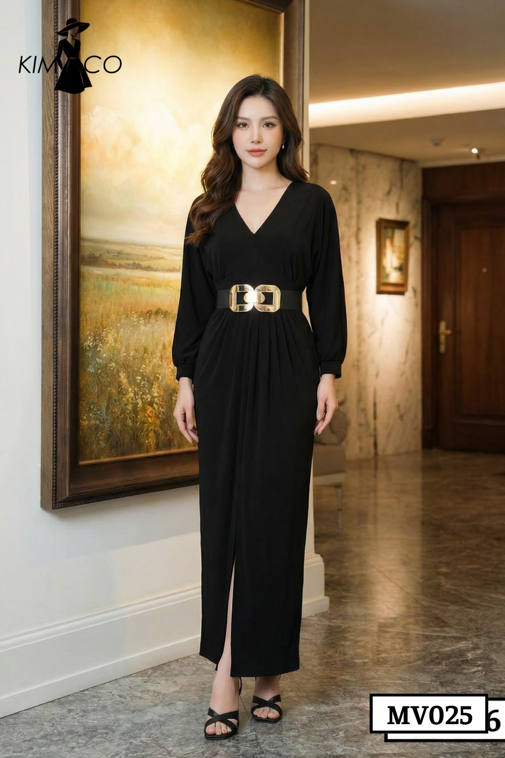 Đầm Đen Xẻ Chéo Tặng Đai - MV025_thumbnail_2