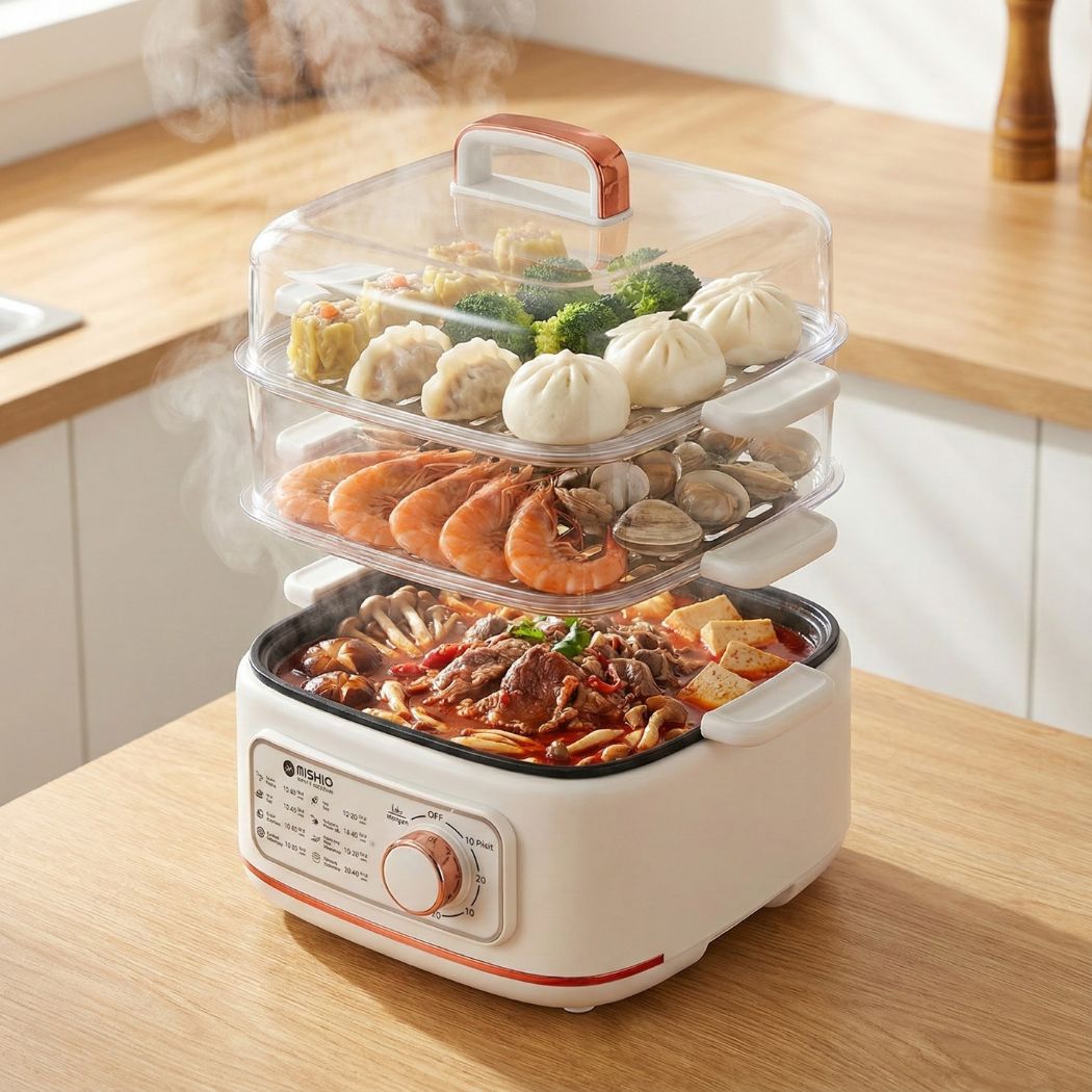 Nồi lẩu hấp thủy nhiệt Mishio MK382 khay hấp inox 304_thumbnail_8