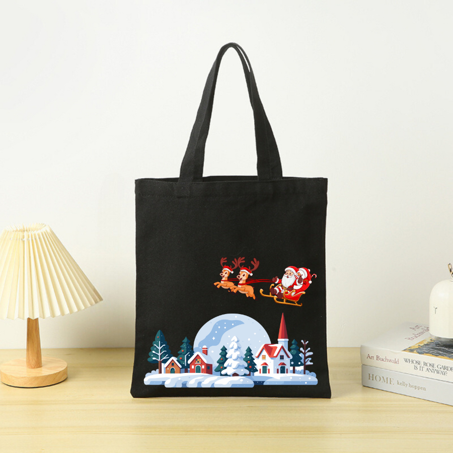 Túi vải canvas hình ông già Noel và người tuyết, có khoá kéo và ngăn phụ - 𝐖𝐞 𝐓𝐞𝐞 TOTE06_thumbnail_10
