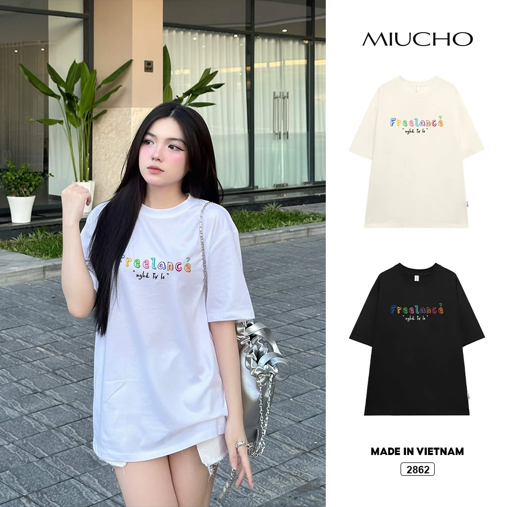 Áo thun form rộng local brand Miucho Club vải dày dặn thoáng mát chữ kiểu Nghề tự lo 2862