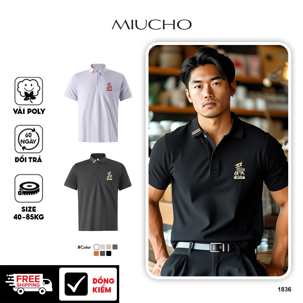 Áo polo nam form vừa regular vải cá sấu đứng form thoáng mát 1836 Miucho Iconic in basic_thumbnail_1