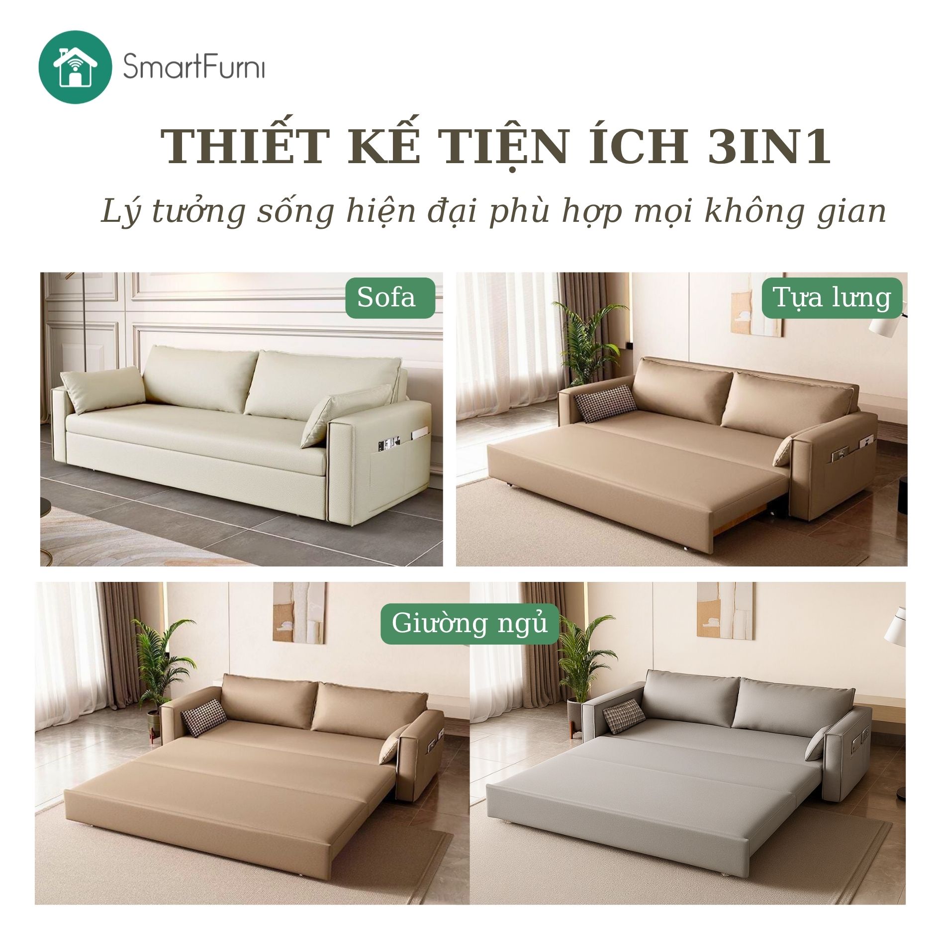 Giường Sofa đa năng SmartFurni SMF600 - Da PU cao cấp - Nhiều Size, Xám đậm_thumbnail_6