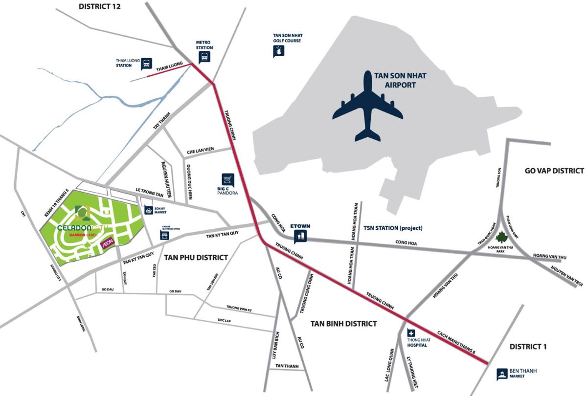 Vị trí dự án căn hộ celadon city tân phú