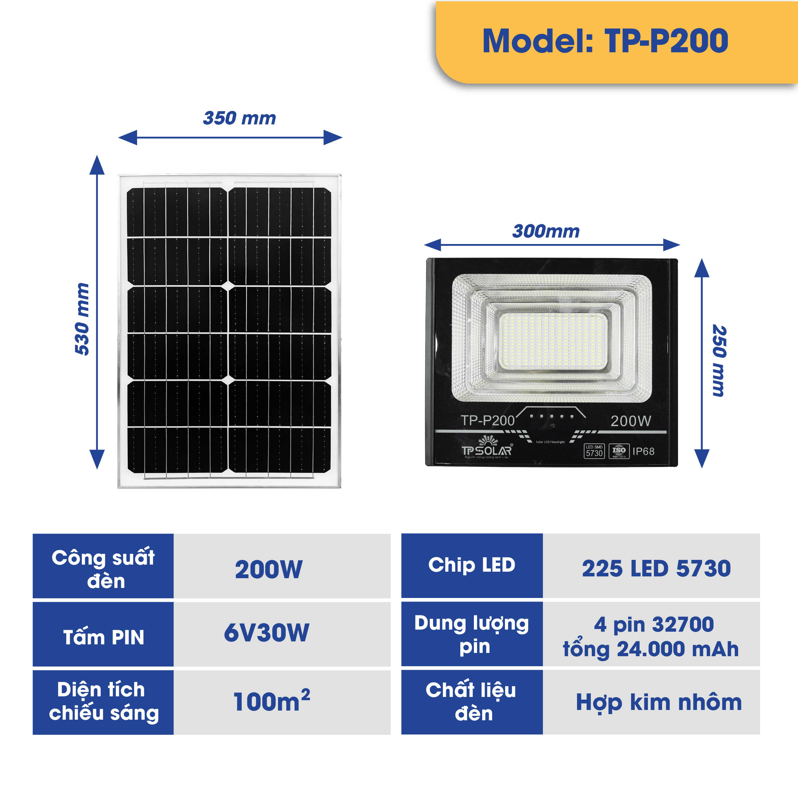 Đèn pha 1 chóa năng lượng mặt trời (TP-P200 / TP-P300 / TP-P600)_thumbnail_1
