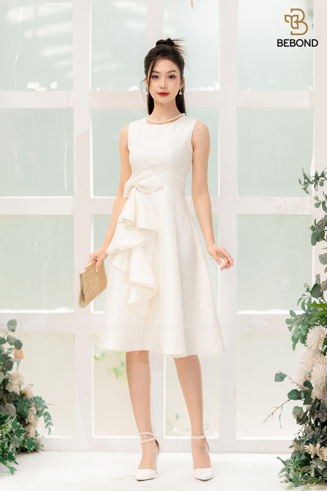 ĐẦM SÁT NÁCH PHỐI NƠ MÀU TRẮNG- MARY DRESS_thumbnail_5