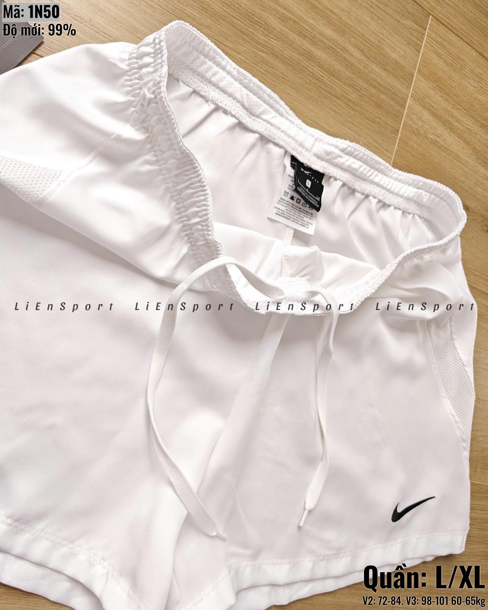 Nike Quần short thể thao Nữ Size L Trắng Auth 2nd Vải thun lạnh thoáng khí Cạp thun co giãn Mảng lưới hai bên Phù hợp tập gym yoga chạy bộ Mã:1N50_thumbnail_3