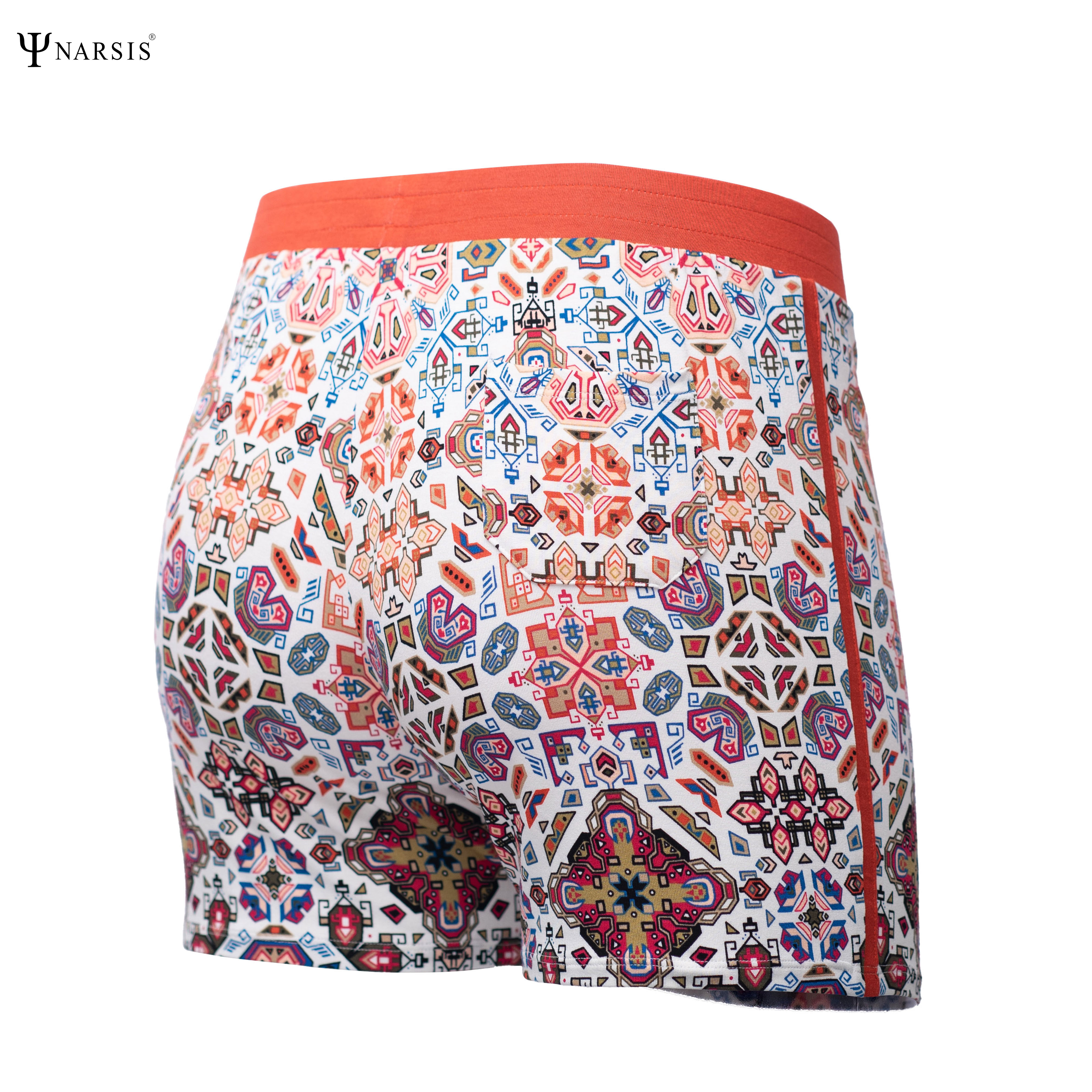 Quần đùi nam big size Narsis S25006 chất Cotton Spandex màu Hoa văn đỏ, thiết kế thoáng khí, phù hợp mùa hè_thumbnail_2