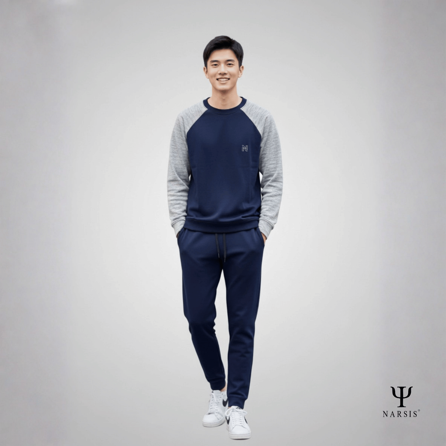 Bộ Thu Đông Nam Cotton Nỉ NARSIS Cao Cấp E25013, Bộ Đồ Nam Dài Tay Giữ Ấm, Form Thể Thao Trẻ Trung_thumbnail_6