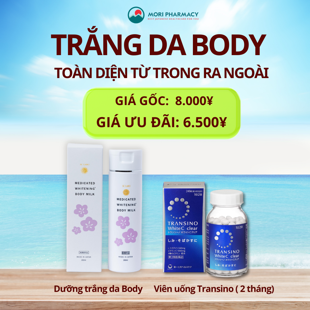 Combo trắng da BODY ( Uống trong + Bôi ngoài)