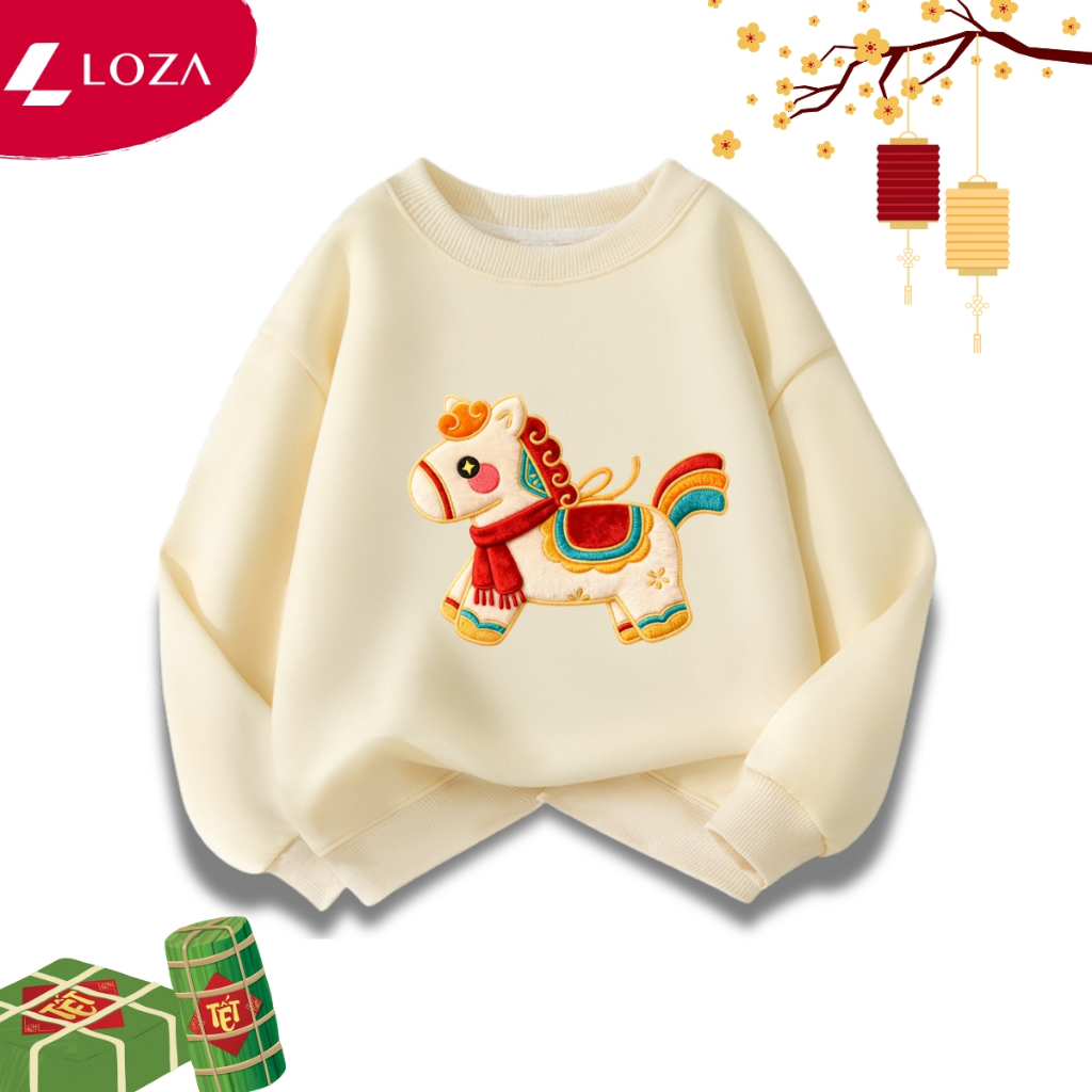 Áo sweater bé trai, bé gái  in ngựa Tết 2026 - Loza Kids IN025_thumbnail_3