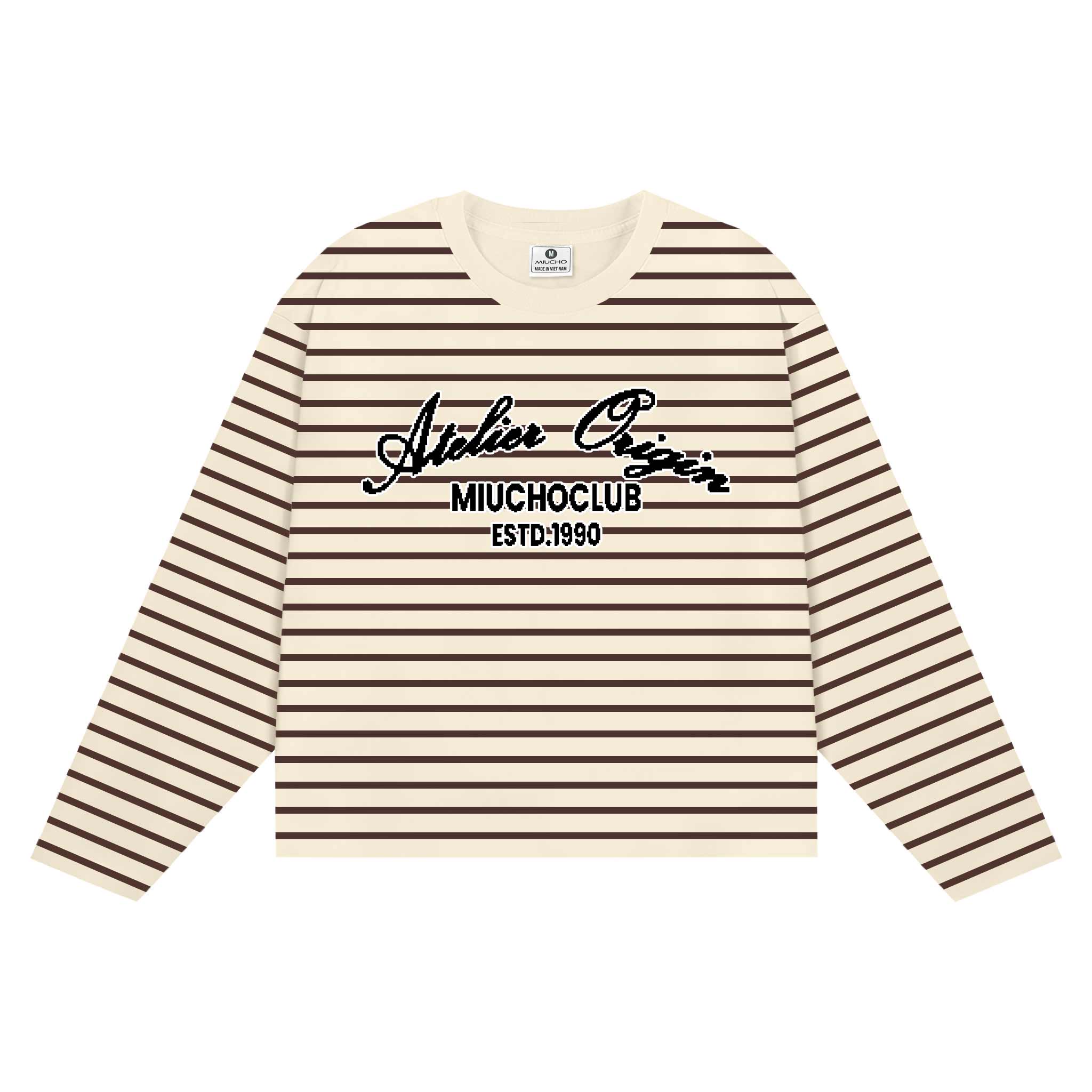 Áo thun boxy nam nữ Miucho vải bo rip thoáng mát dày dặn tay dài kẻ sọc cổ tròn 2698_thumbnail_3