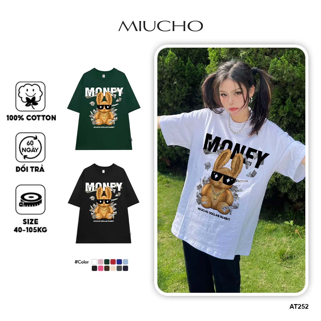 Áo thun nữ form rộng đẹp tay lỡ kiểu hàn quốc chất vải cotton AT252 Miucho hoạ tiết