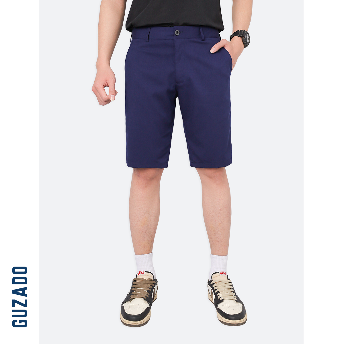 Quần Short Tây Âu Nam GUZADO Kaki Giữ Form Cạp Cúc GSR15_thumbnail_9