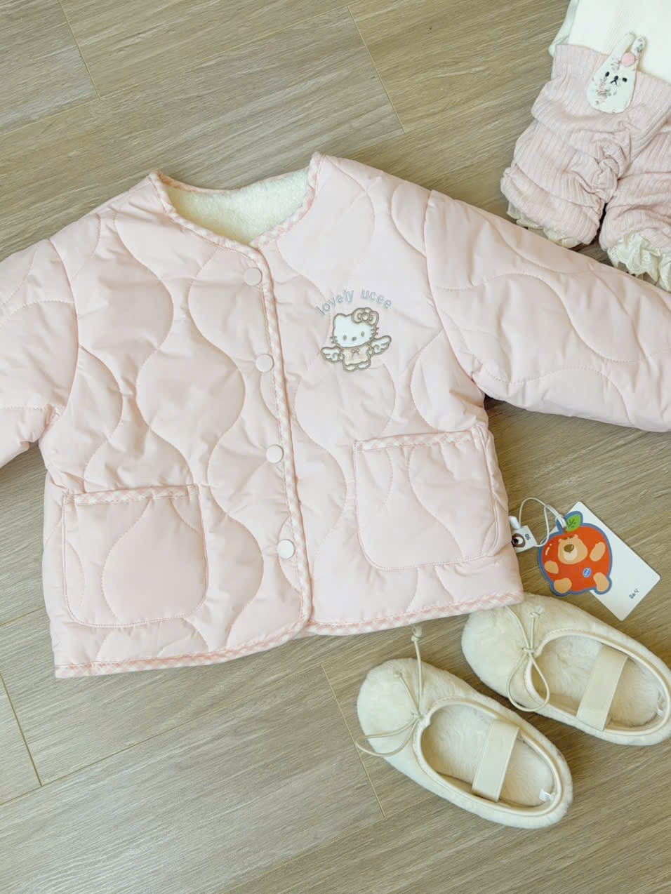 (M168) Áo khoác 2 mặt thêu mèo Kitty màu hồng_thumbnail_0