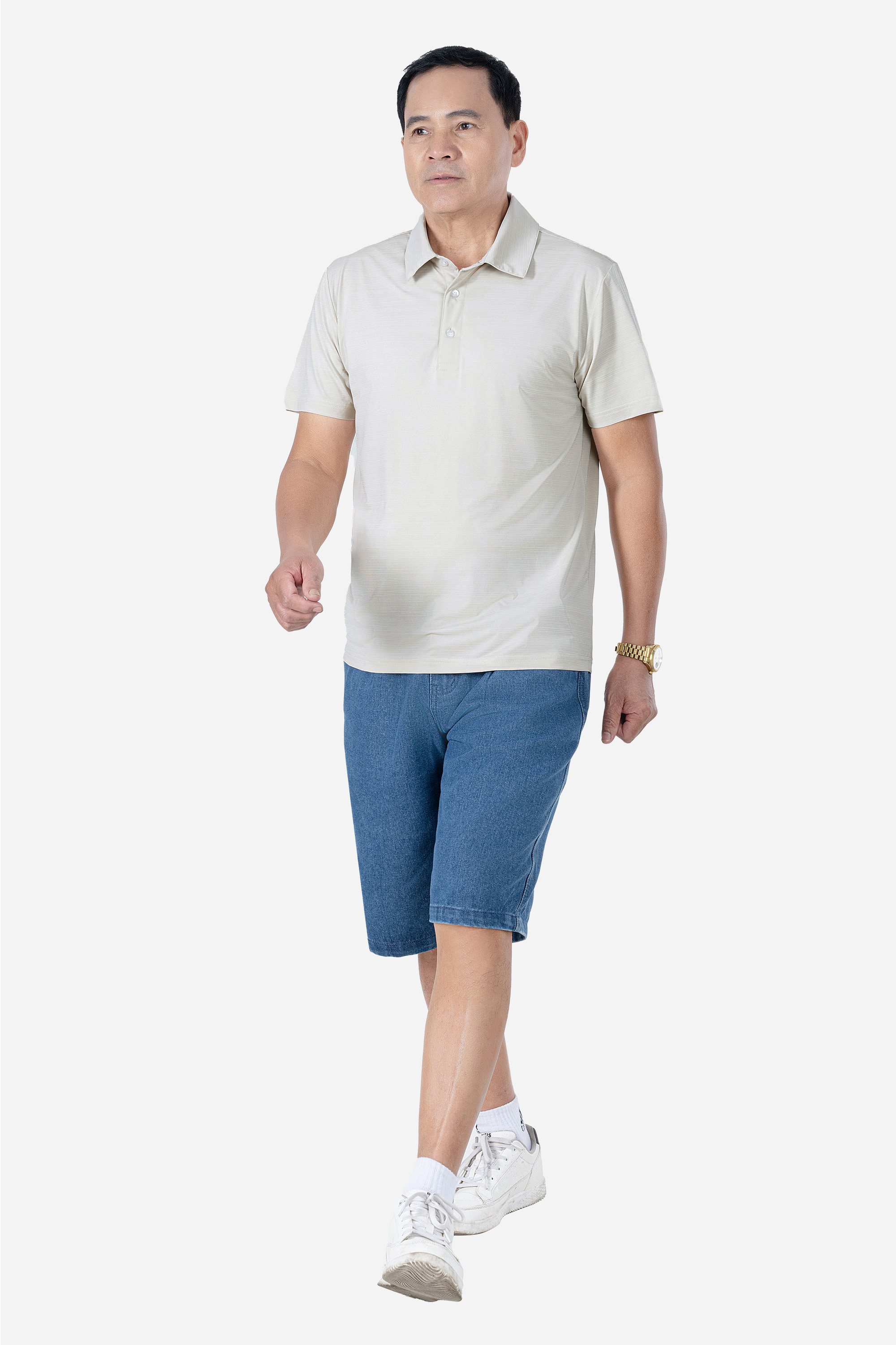 Áo Polo Melange Thể Thao Nam Trung Niên ANCHI Chất Liệu Cotton Phom Suông Vạt Ngang_thumbnail_13