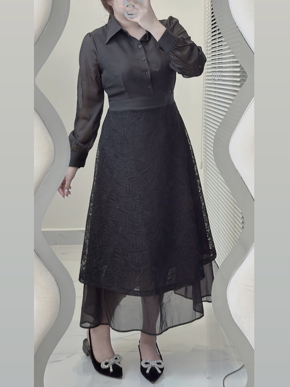 Đầm dáng dài phối ren kiểu bigsize DA156 dành cho nàng mũm mĩm từ 55-95kg_thumbnail_5