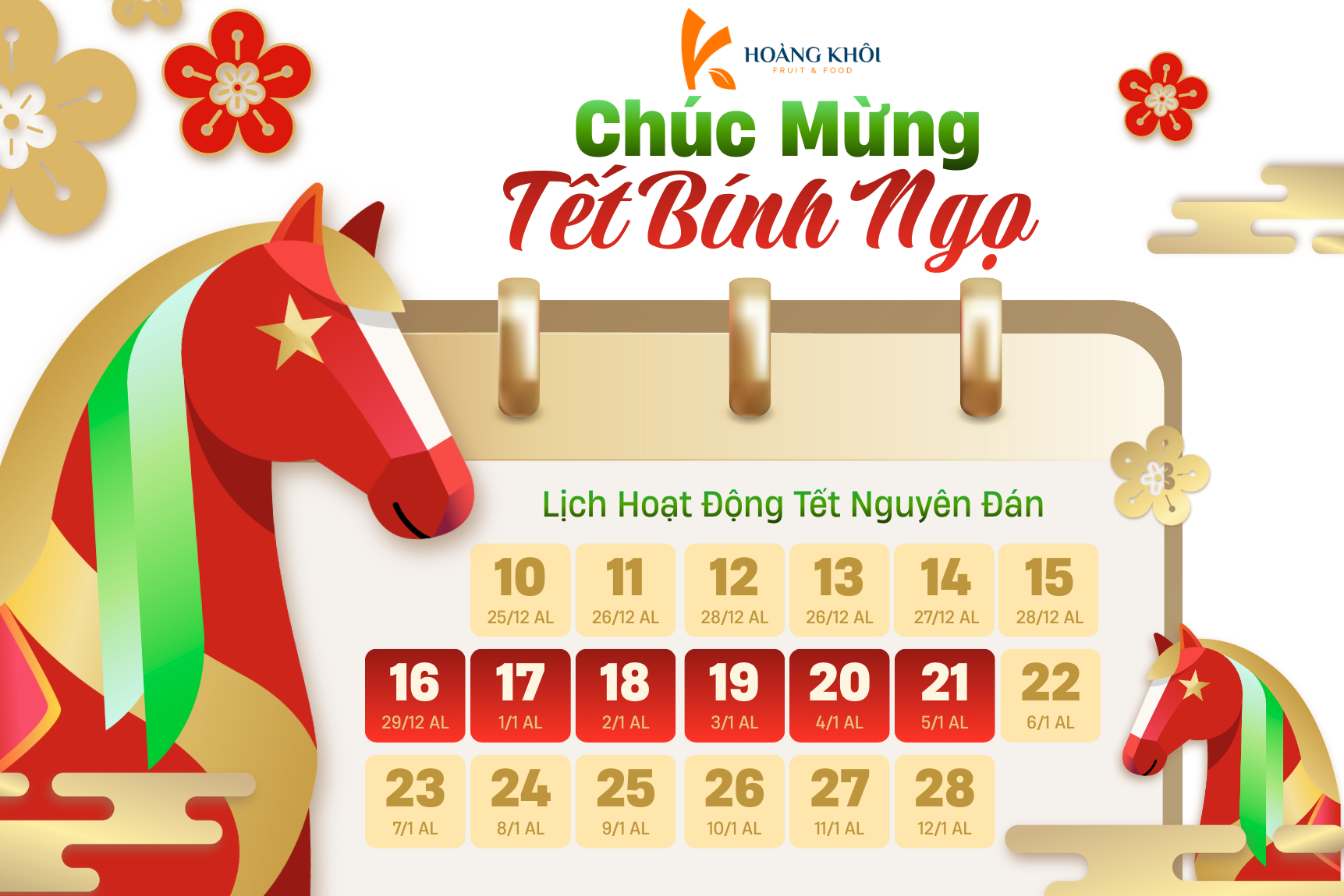 Lịch Nghỉ Tết Bính Ngọ 2026 Và Thời Gian Hoạt Động Trở Lại | Hoàng Khôi Food