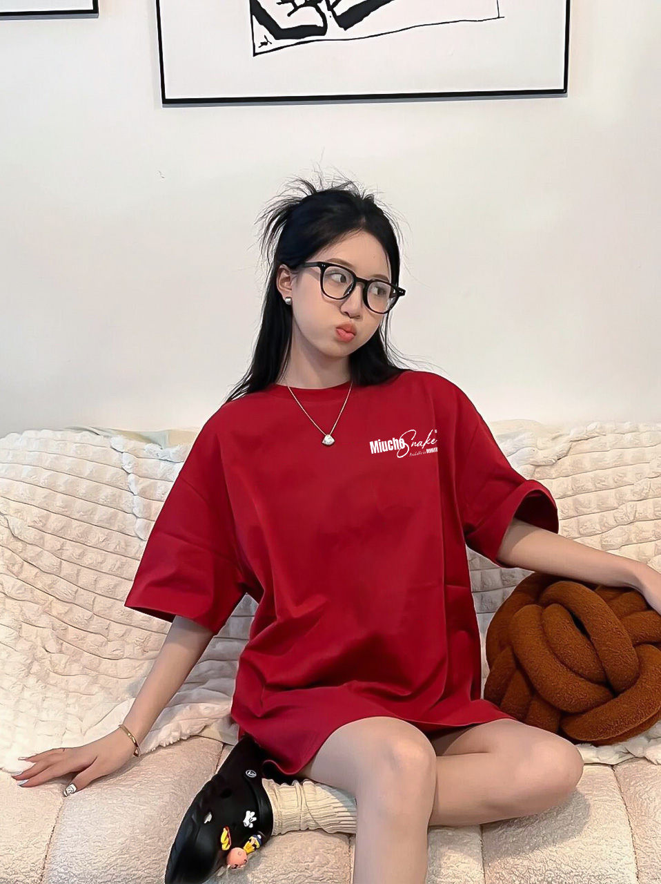 Áo thun tết form rộng cổ tròn chất vải cotton 4c co giãn thoáng mát ATD1748 Miucho in basic_thumbnail_5