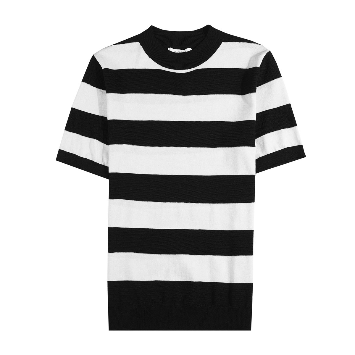 PA55 – Áo thun nam dệt kim băng lụa sọc Slim Fit cổ tròn