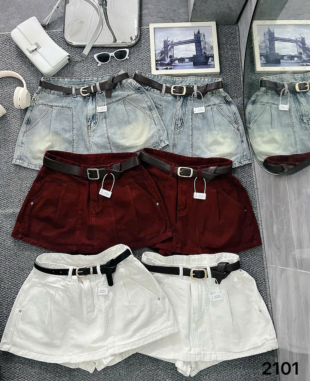 Quần váy jean xếp ly kiểu bigsize QVJ2101 dành cho nàng béo mập từ 55-90kg