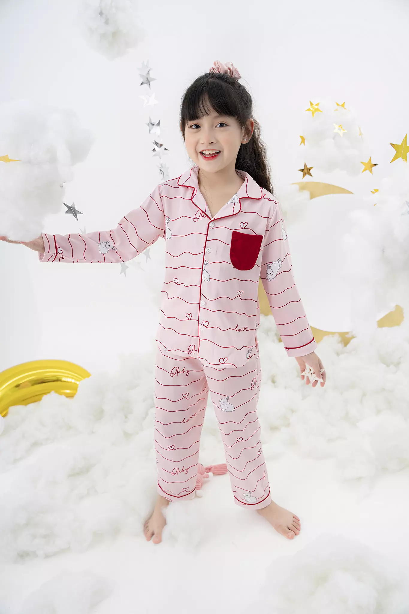 [ Outfit mềm mại ] Pyjama cổ ve dài tay phối túi_thumbnail_4