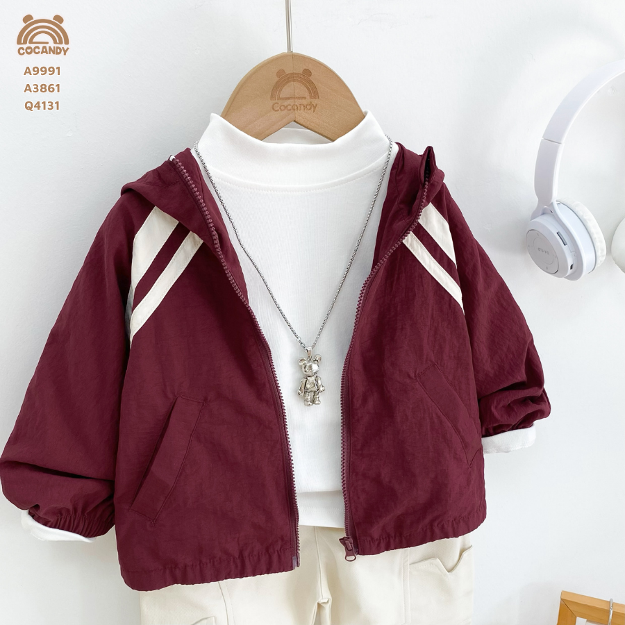 Áo khoác gió ĐỎ phối nẹp be_thumbnail_2