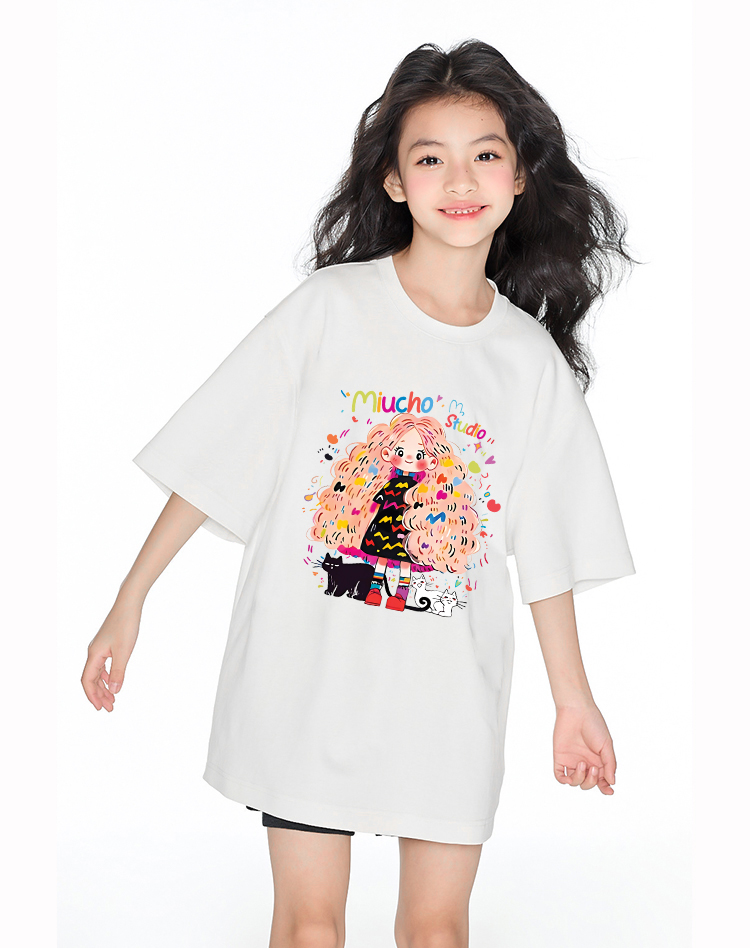 Áo thun bé gái form rộng chất vải cotton thoáng mát AED1544 Miucho Kid in artwork_thumbnail_3