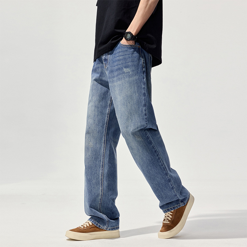 2025Mùa thu đông giặt quần jean retro nam thương hiệu thời trang Mỹ thường ngày đa năng trẻ trung quần ống rộng bán buôn_thumbnail_3