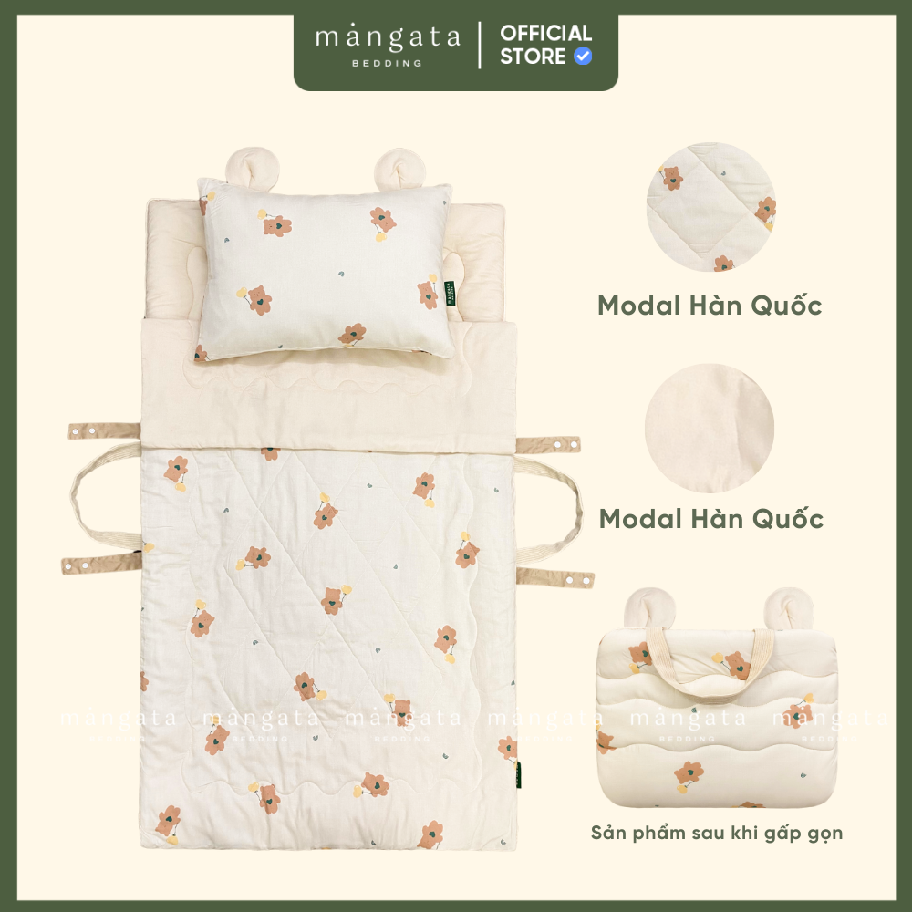 Mẫu Gấu bong bóng - Bộ chăn gối gấp gọn đi học