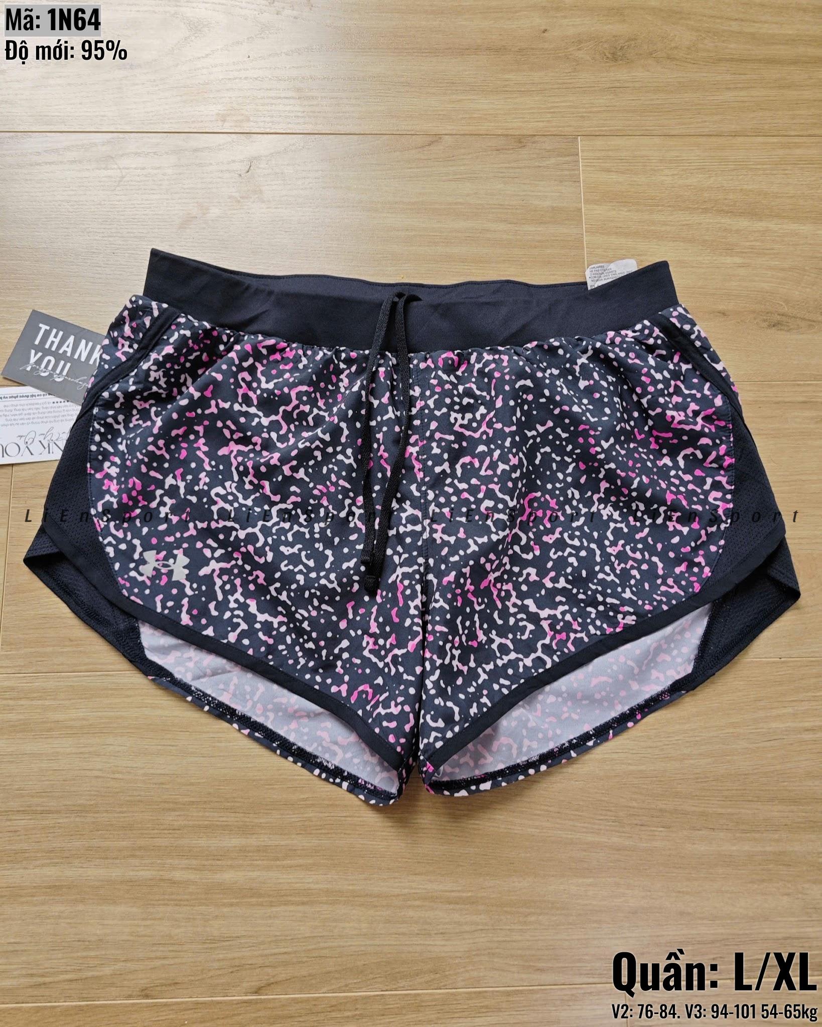 Under Armour Quần short thể thao Nữ Size L XL Đen xám hồng chấm bi Auth 2nd Dáng suông rộng Lớp lót chip Vải lưới thoáng khí Cạp chun dây rút Polyester thấm hút Phù hợp gym chạy bộ Mã:1N64